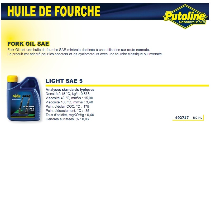 Huile de suspension Putoline Light Fork 500 ml