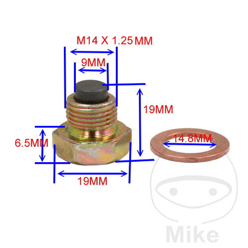 Bouchon de vidange d'huile magnétique JMP M14X1.25 avec bague d'étanchéité