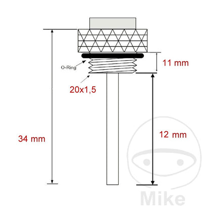 Jauge de température d'huile JMP 20X1.5MM 7090076