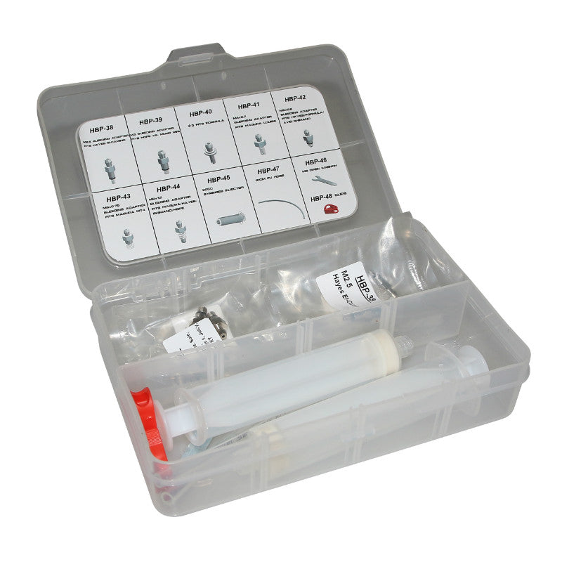 Kit de purge frein à disque BRAKCO pour frein hydraulique huile minérale et DOT avec adaptateurs
