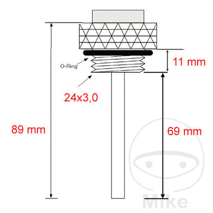 Jauge température d'huile JMP M 24X3.0 mm