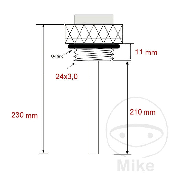 Jauge indicateur température huile JMP 24 x 3,0 mm