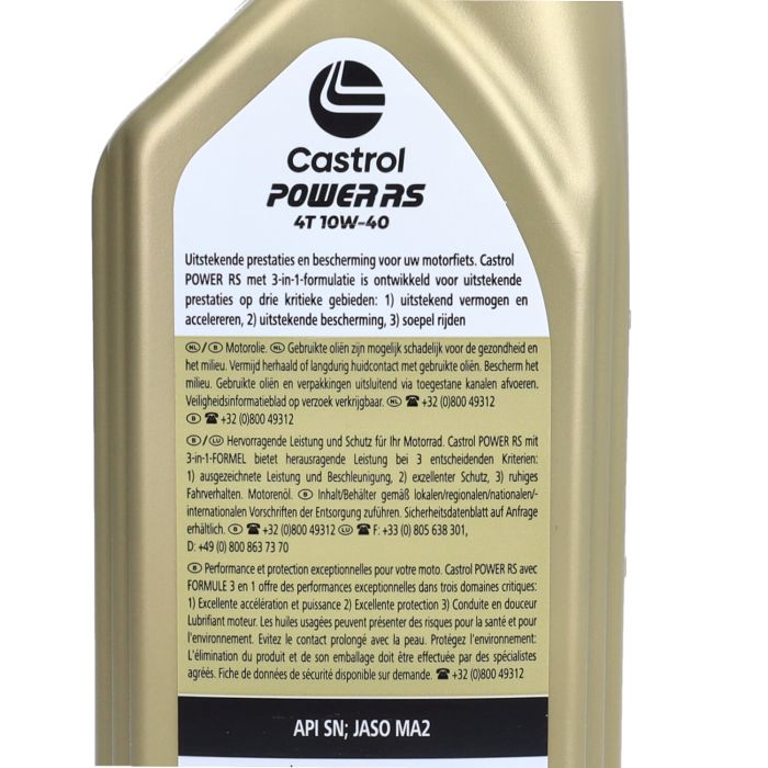 Huile moteur Castrol 10W40 4T RS de puissance 1L 15f533