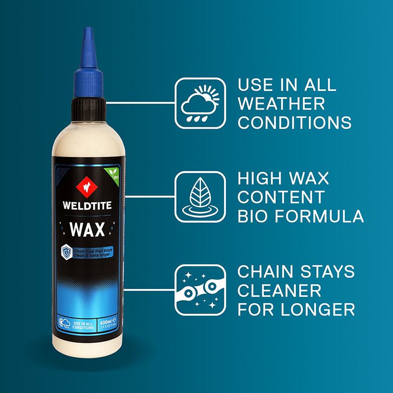 Lubrifiant chaîne vélo Weldtite Wax - Cire sèche biodégradable toutes conditions 400 ml
