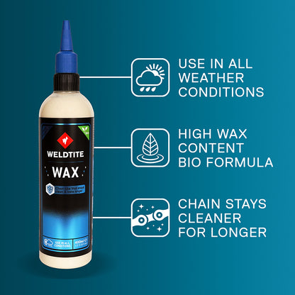 Lubrifiant chaîne vélo Weldtite Wax - Cire sèche biodégradable toutes conditions 400 ml